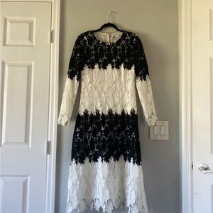 Dainty Jewells Black and White Lace Long Sleeve Dress